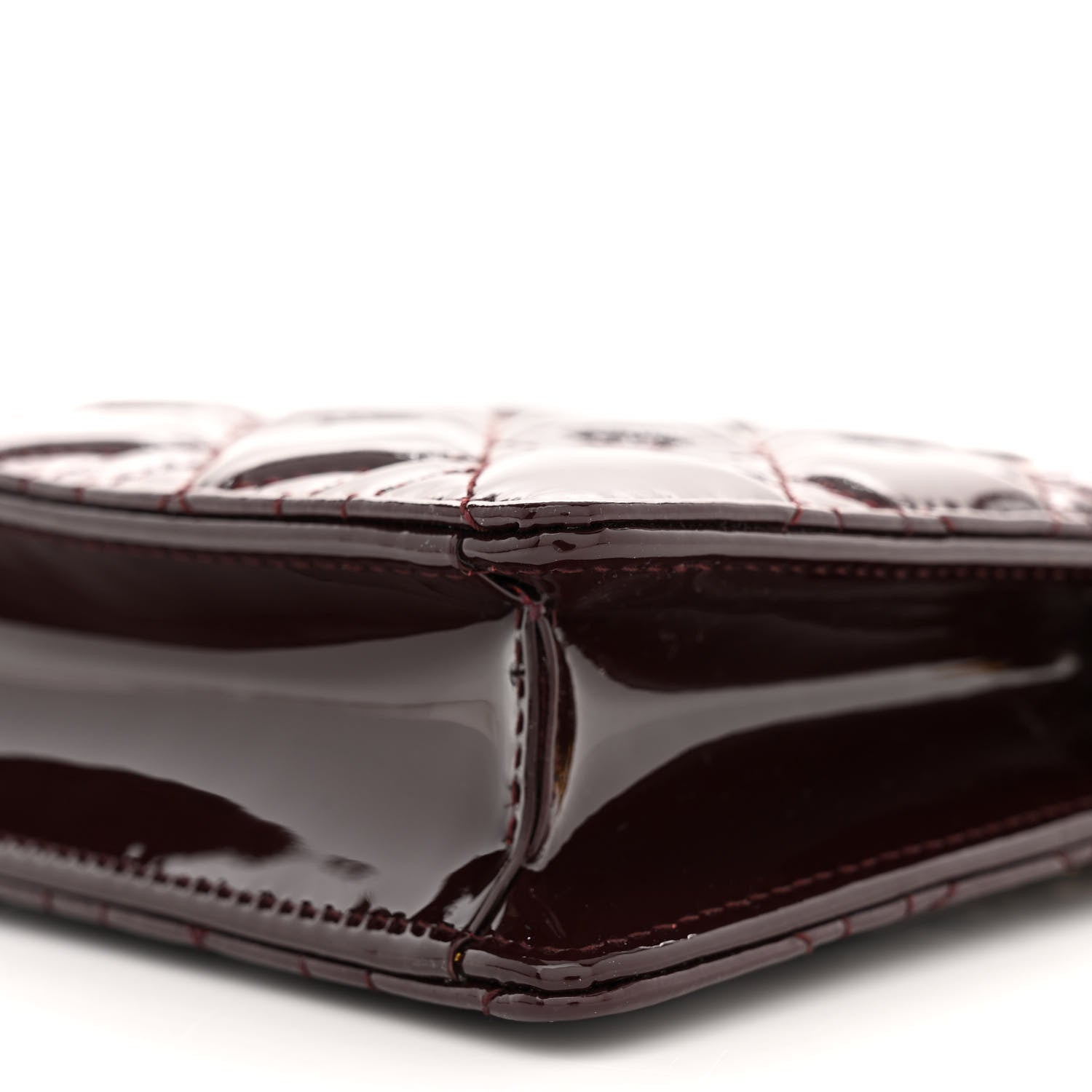 Christian Dior Patent Cannage Caro Zipped Pouch With Chain Amaranth 10 of 10