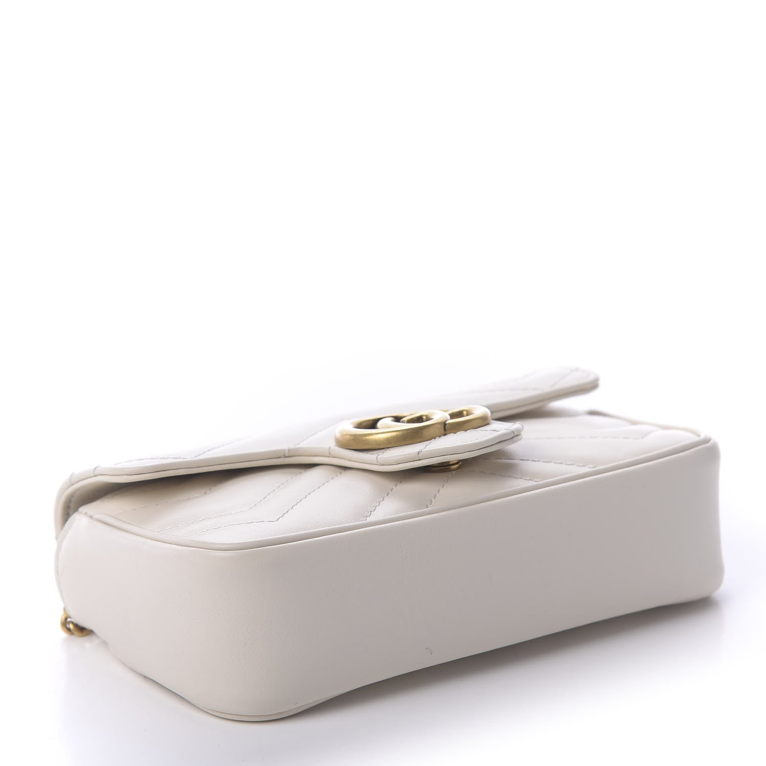 Gucci Calfskin Matelasse Super Mini GG Marmont Shoulder Bag White 4 of 11