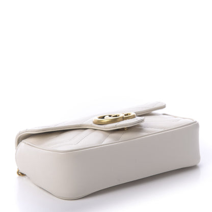 Gucci Calfskin Matelasse Super Mini GG Marmont Shoulder Bag White 4 of 11