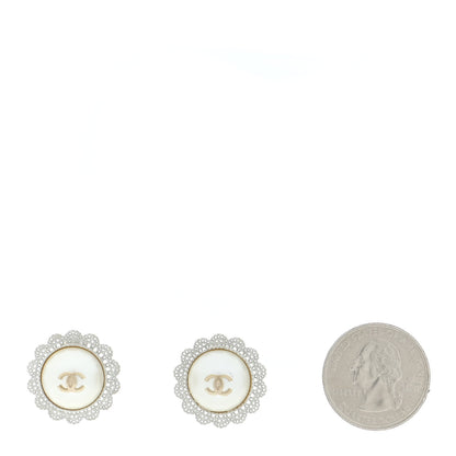 Chanel Pearl CC Round Earrings Light Gold 2 of 5