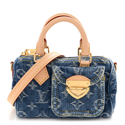 Louis Vuitton Monogram Denim Nano Speedy Blue 1 of 10