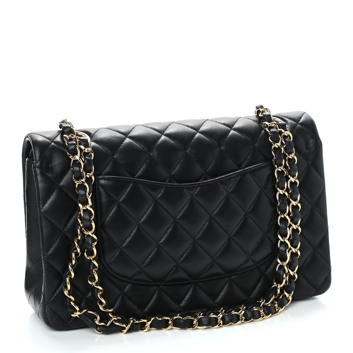Lambskin Quilted Medium Double Flap Black