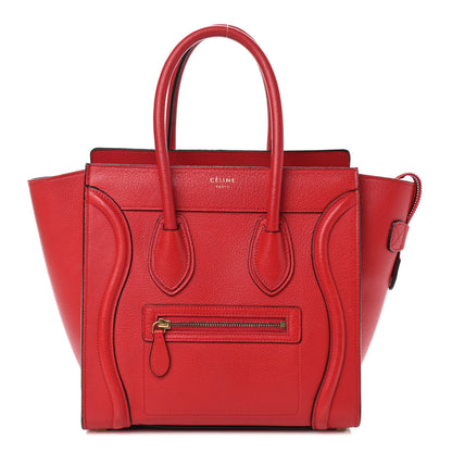 Celine Drummed Calfskin Micro Luggage Red 1 of 17