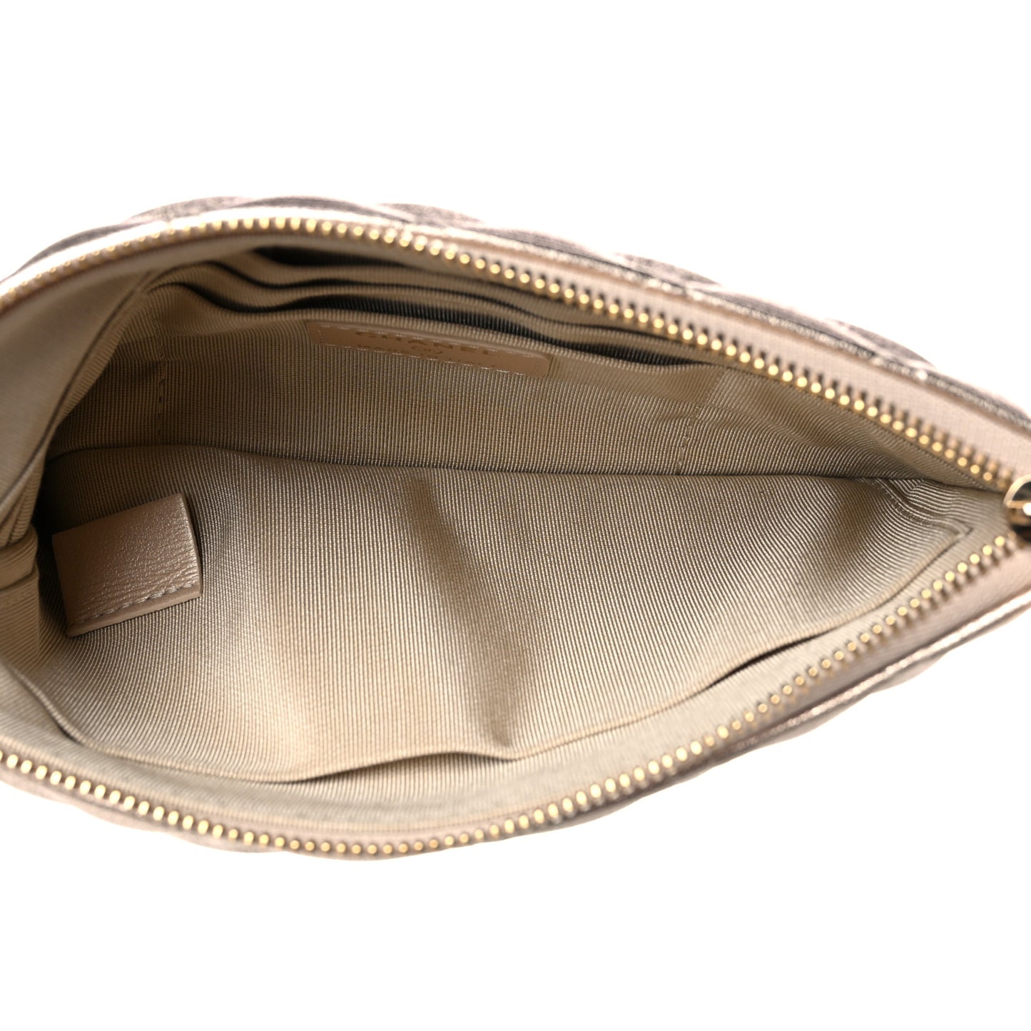 Metallic Lambskin Quilted Cosmetic Case Gold