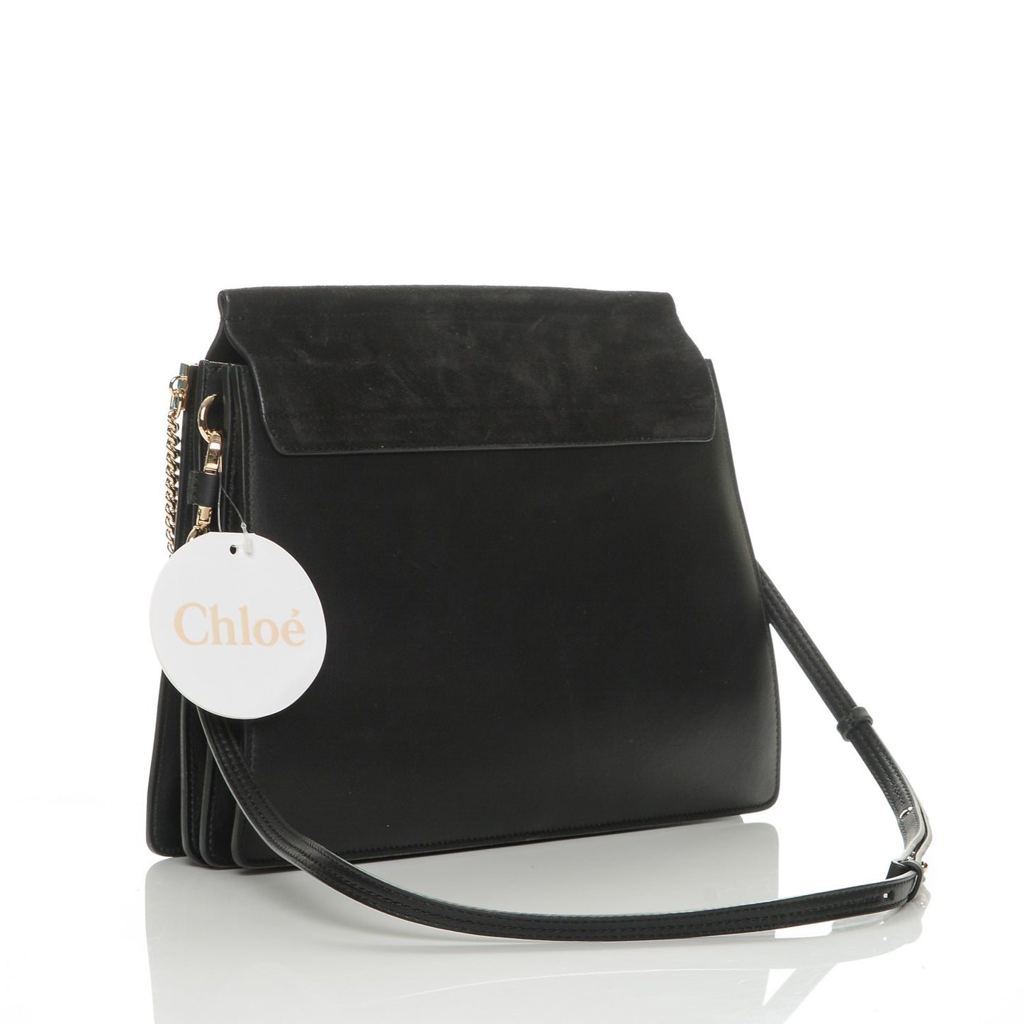 Suede Calfskin Medium Faye Shoulder Bag Black
