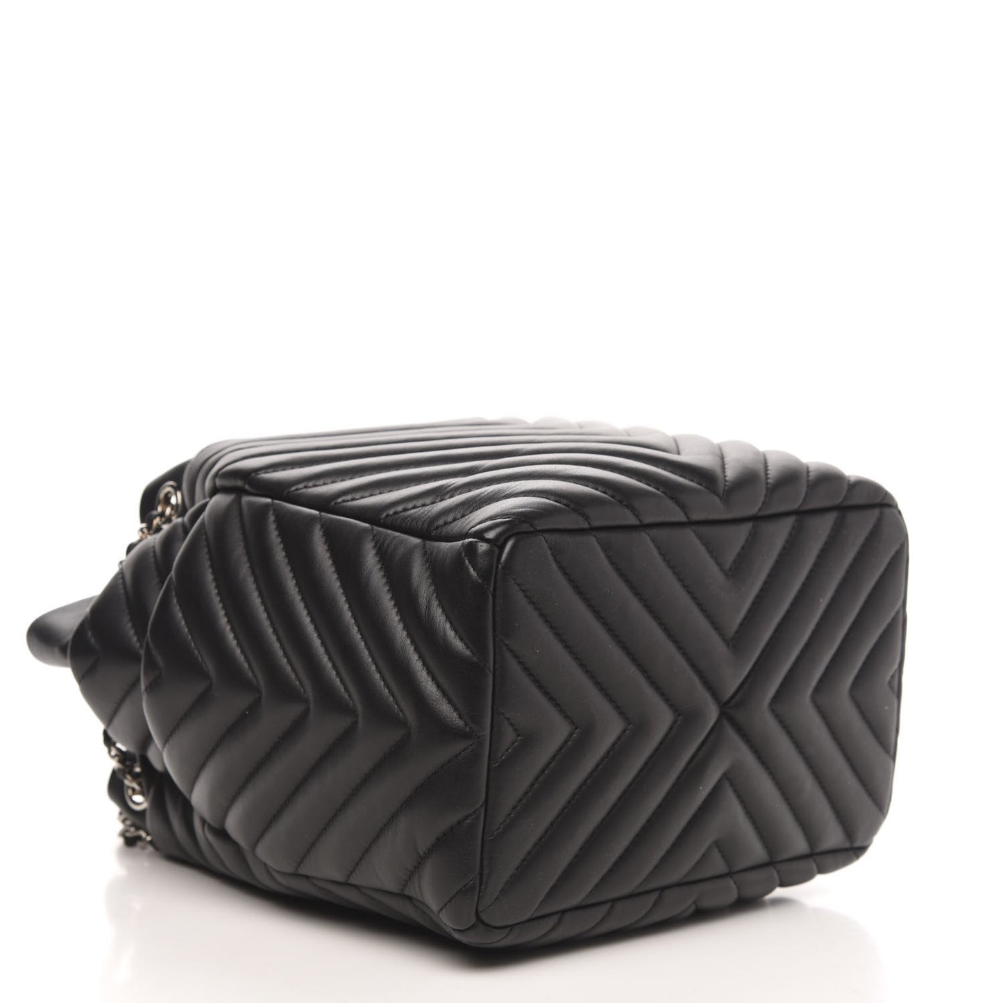 Lambskin Chevron Small Urban Spirit Drawstring Bag Black