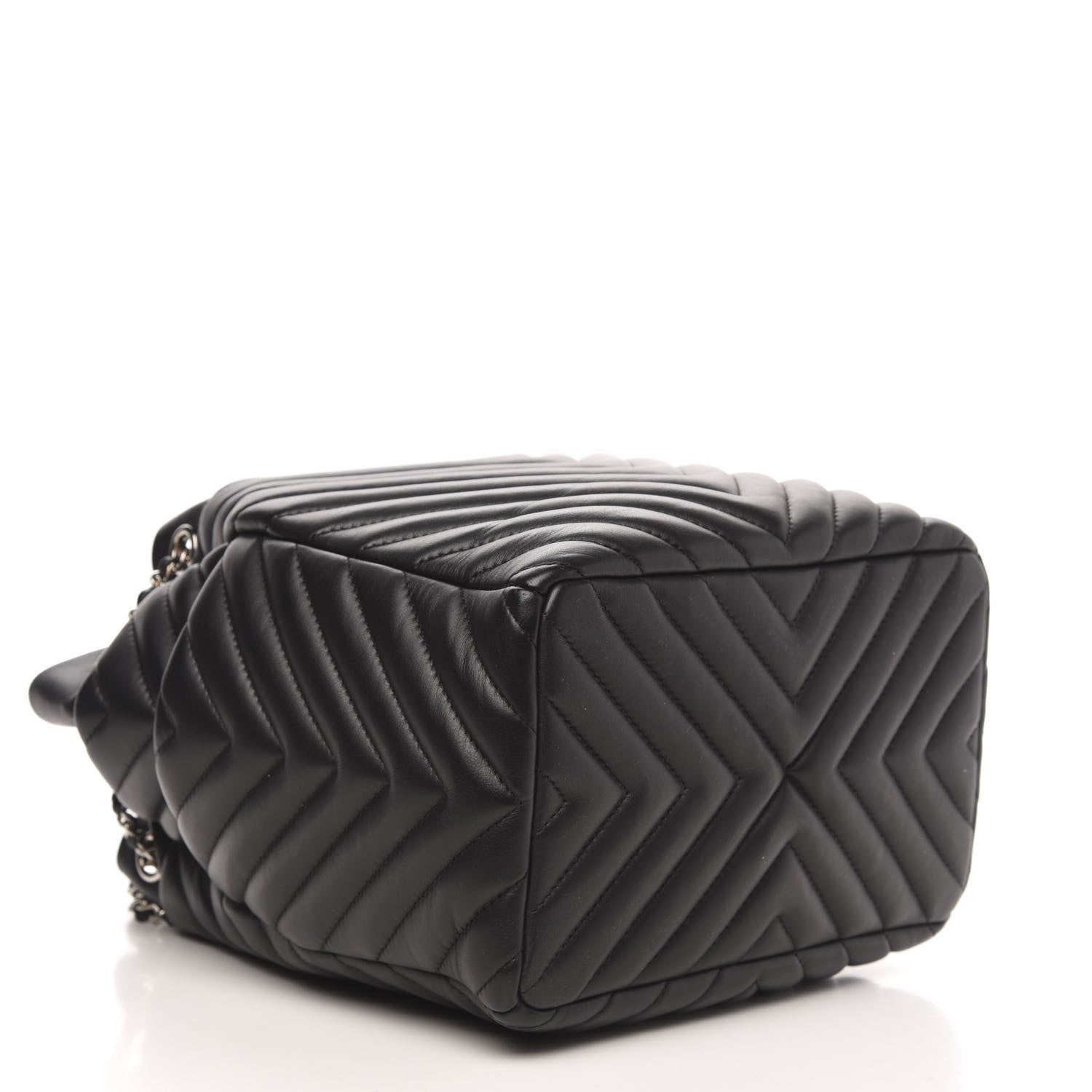 Chanel Lambskin Chevron Small Urban Spirit Drawstring Bag Black 4 of 11