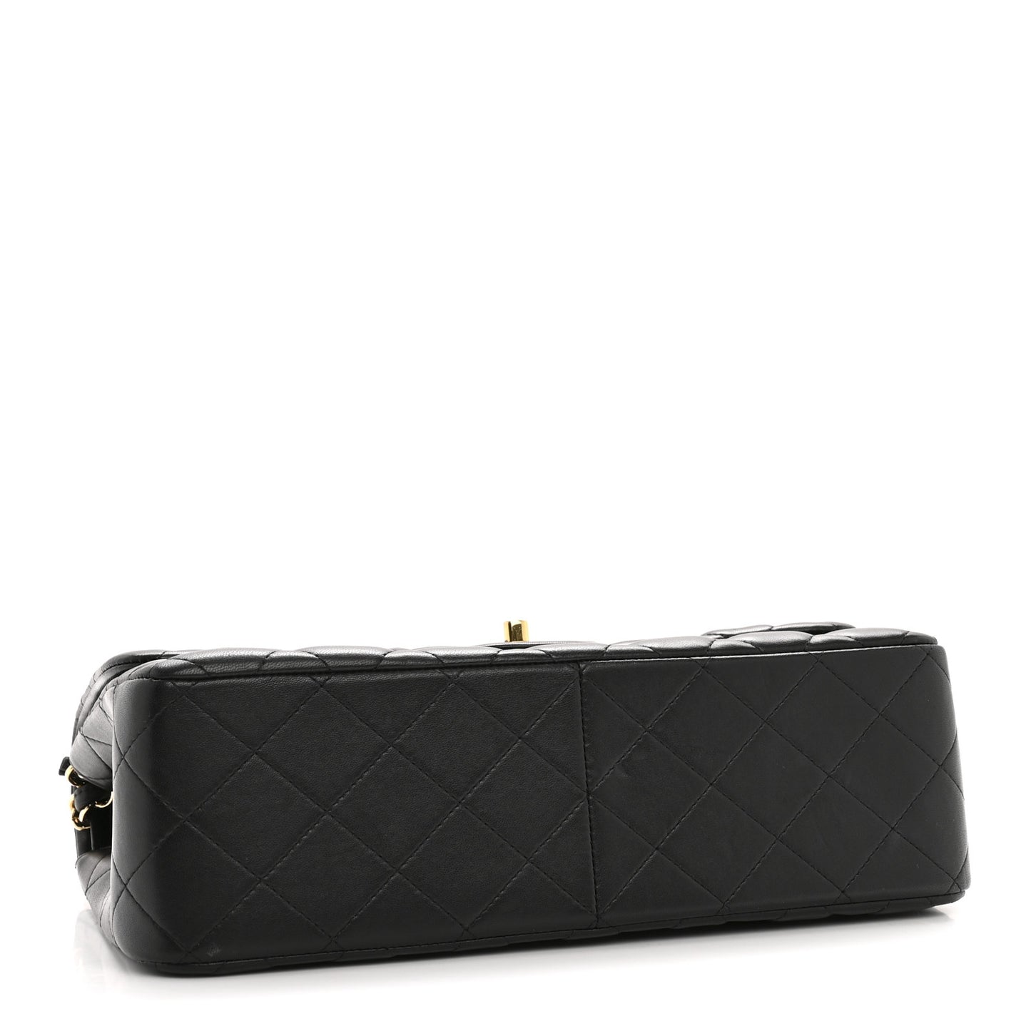 Lambskin Quilted Jumbo Double Flap Black