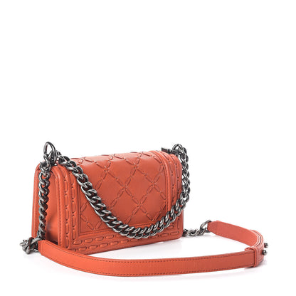 Chanel Caviar Stitched Small Boy Flap Dark Orange 3 of 9
