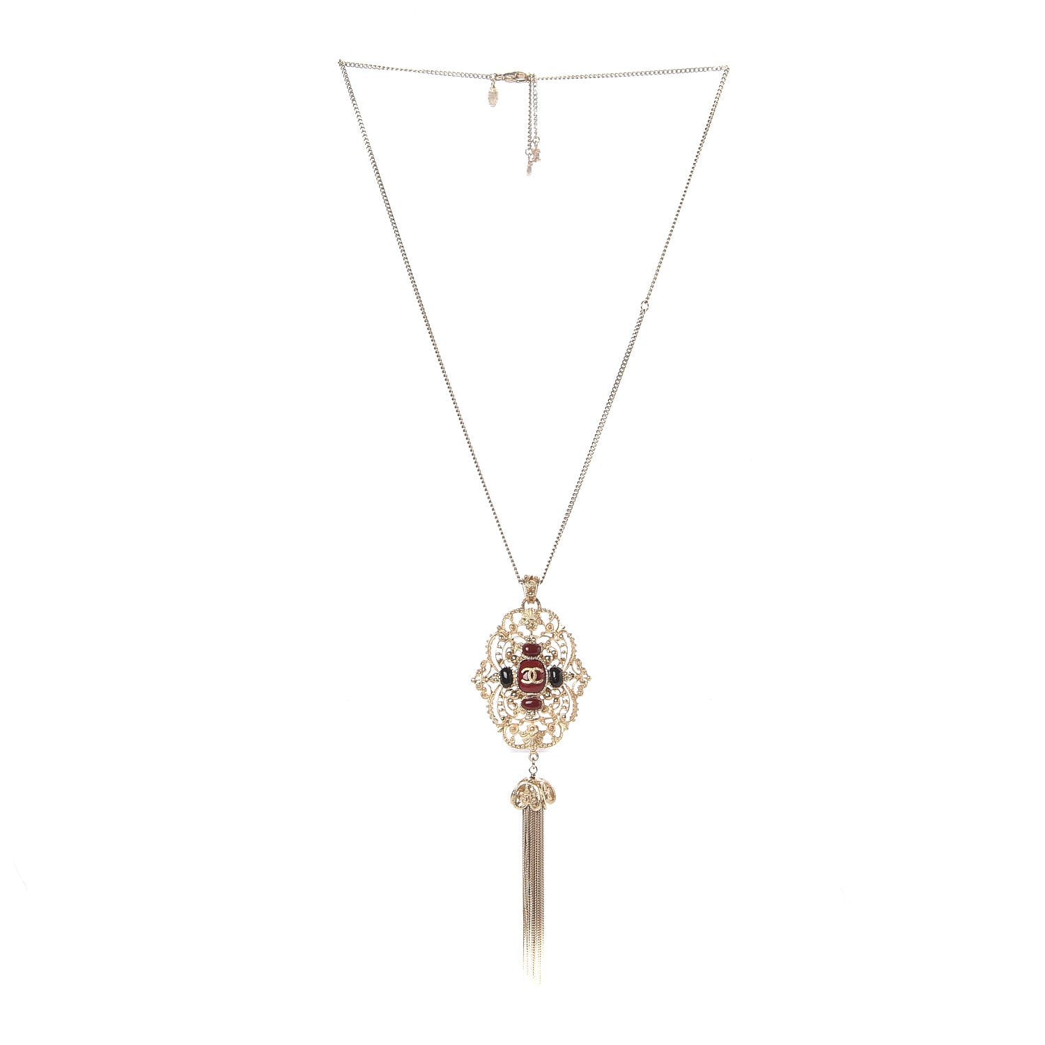 Chanel Gripoix CC Tassel Necklace Gold 3 of 5
