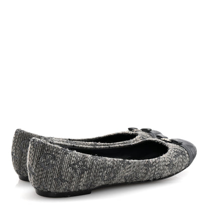 Louis Vuitton Monogram Suede Tweed Ballet Flats 39.5 Grey 5 of 9
