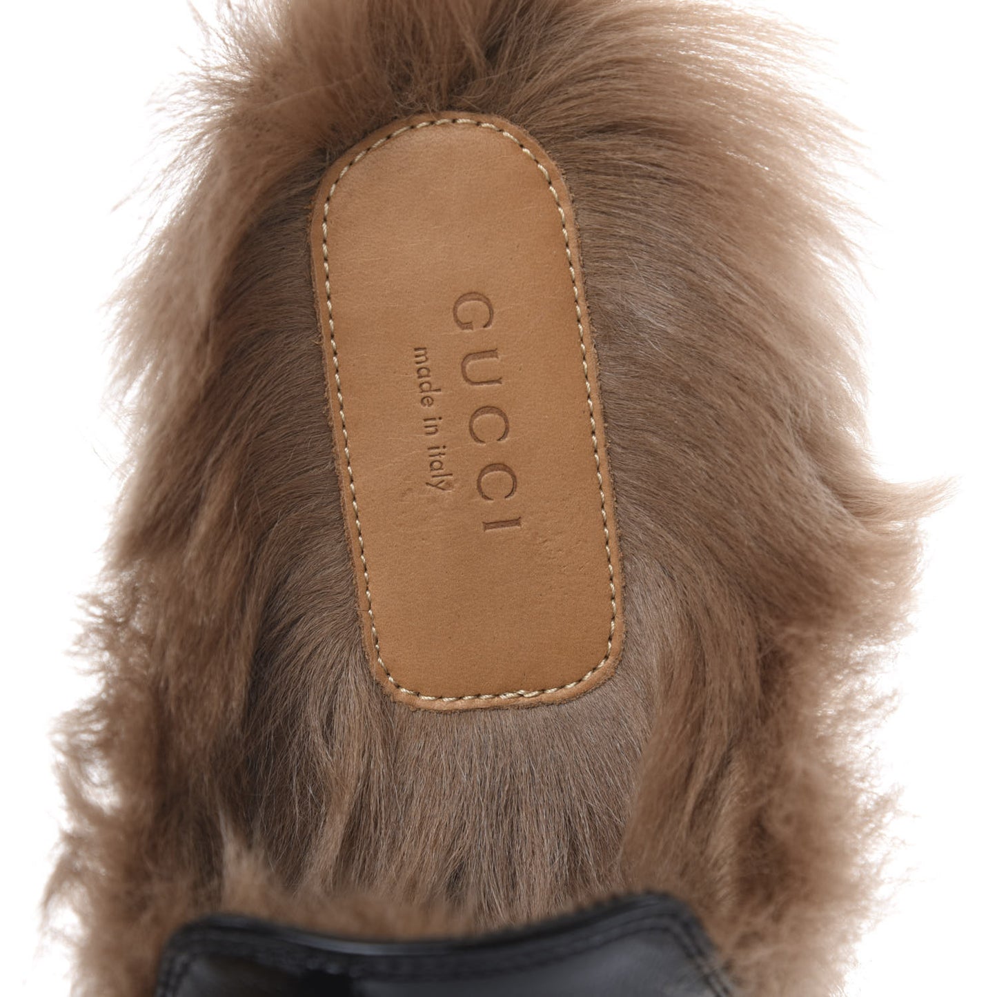 Patent Fur Womens Princetown Slippers 38.5 Black Natural