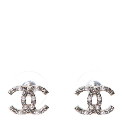 Chanel Crystal Pearl CC Earrings Gold 1 of 5