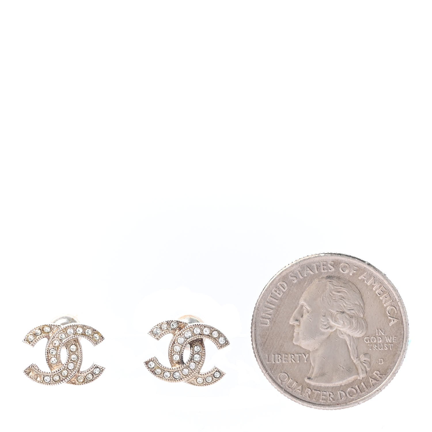Chanel Crystal CC Earrings Light Gold 2 of 4