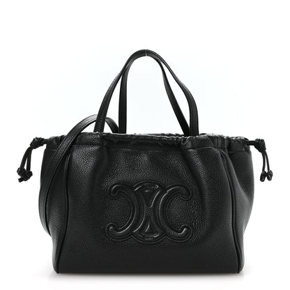 Celine Calfskin Cuir Small Triomphe Cabas Drawstring Black 1 of 10