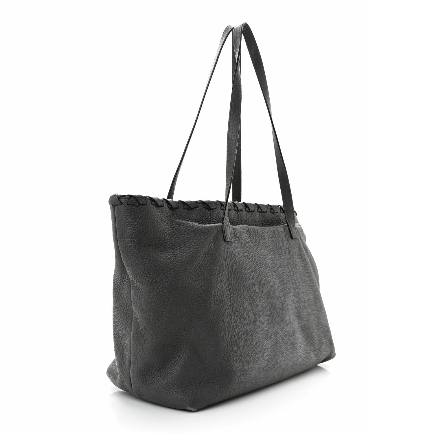 Gucci Pebbled Calfskin Medium Bamboo Tassel Tote Grey 3 of 10