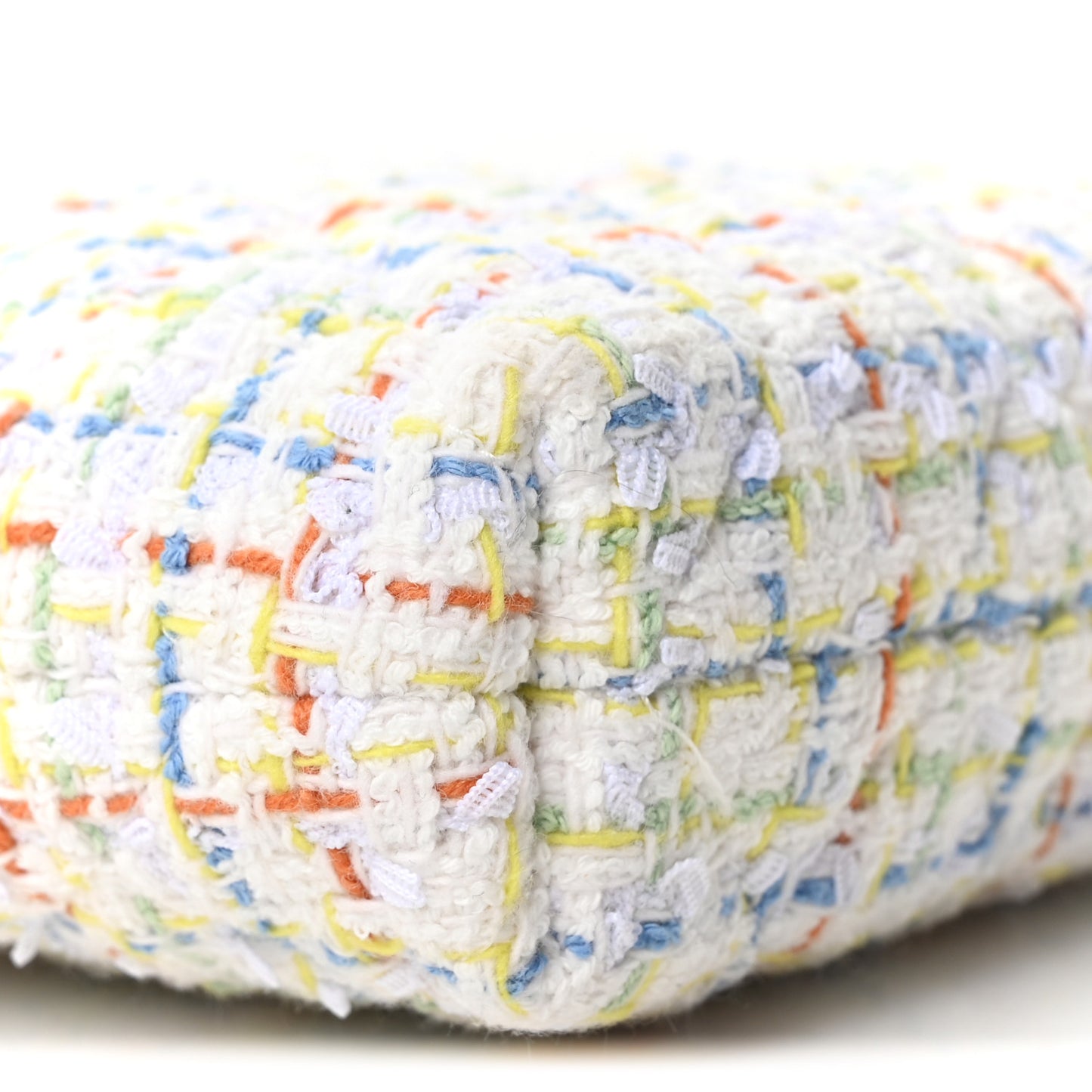 Tweed Quilted Classic Clutch Tote With Chain White Multicolor
