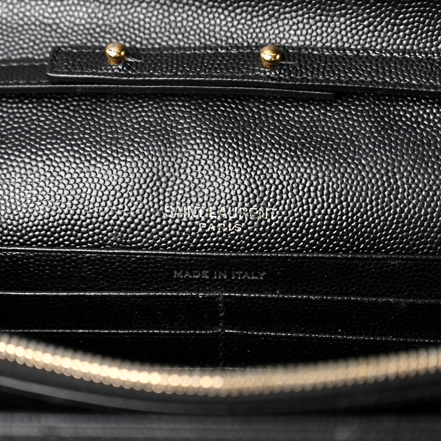 Saint Laurent Grain De Poudre Matelasse Chevron Monogram Chain Wallet Black 6 of 9