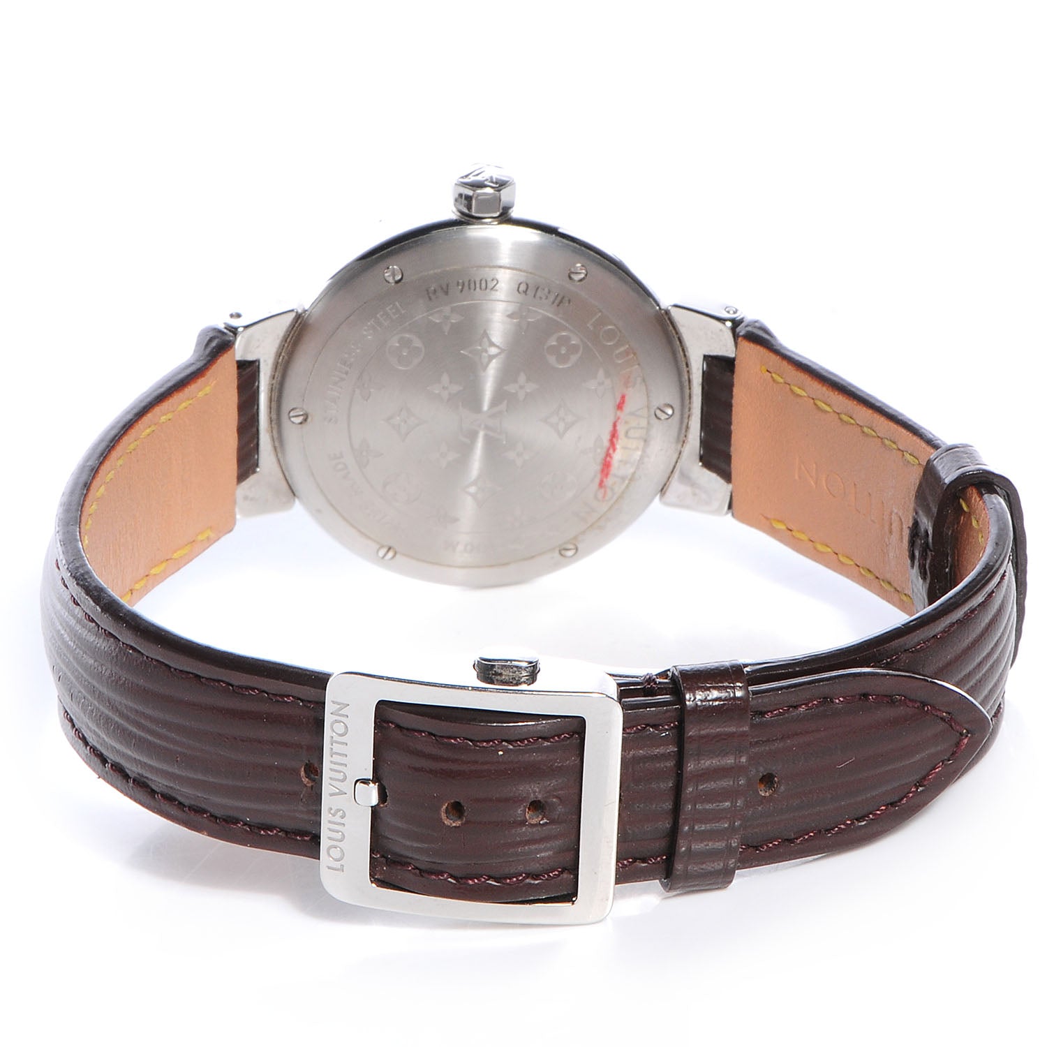 Louis Vuitton Stainless Steel Epi Diamond 34mm Tambour Forever Quartz Watch 6 of 10