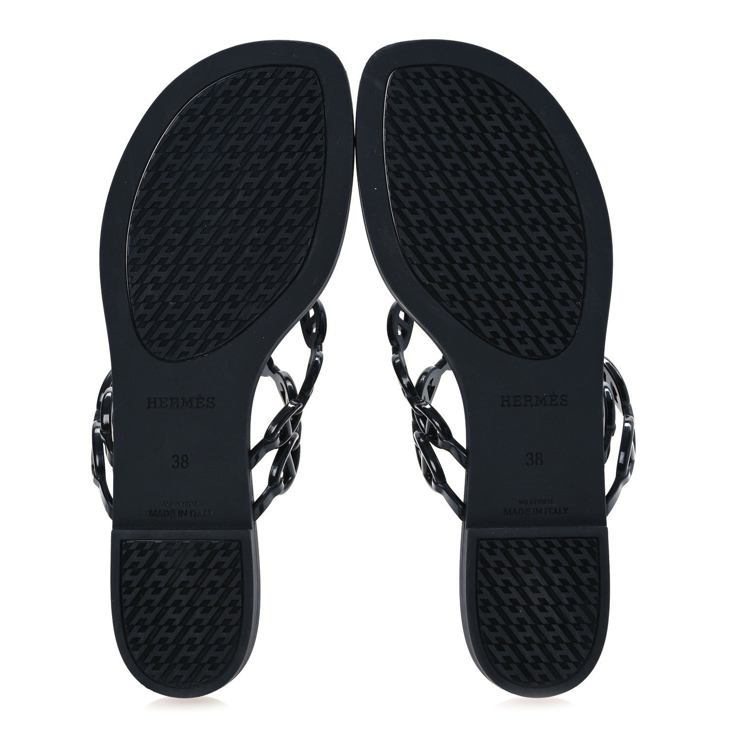 Hermes Rubber Chaine d'Ancre Island Sandals 38 Black 7 of 10