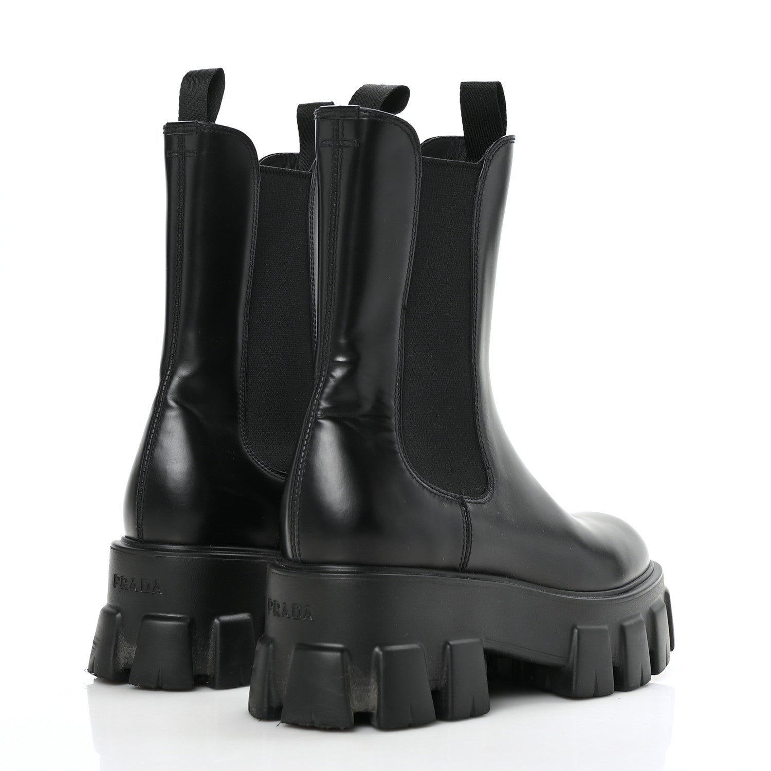 Prada Spazzolato Rois Monolith Chelsea 55mm Tall Boots 35.5 Black 4 of 9
