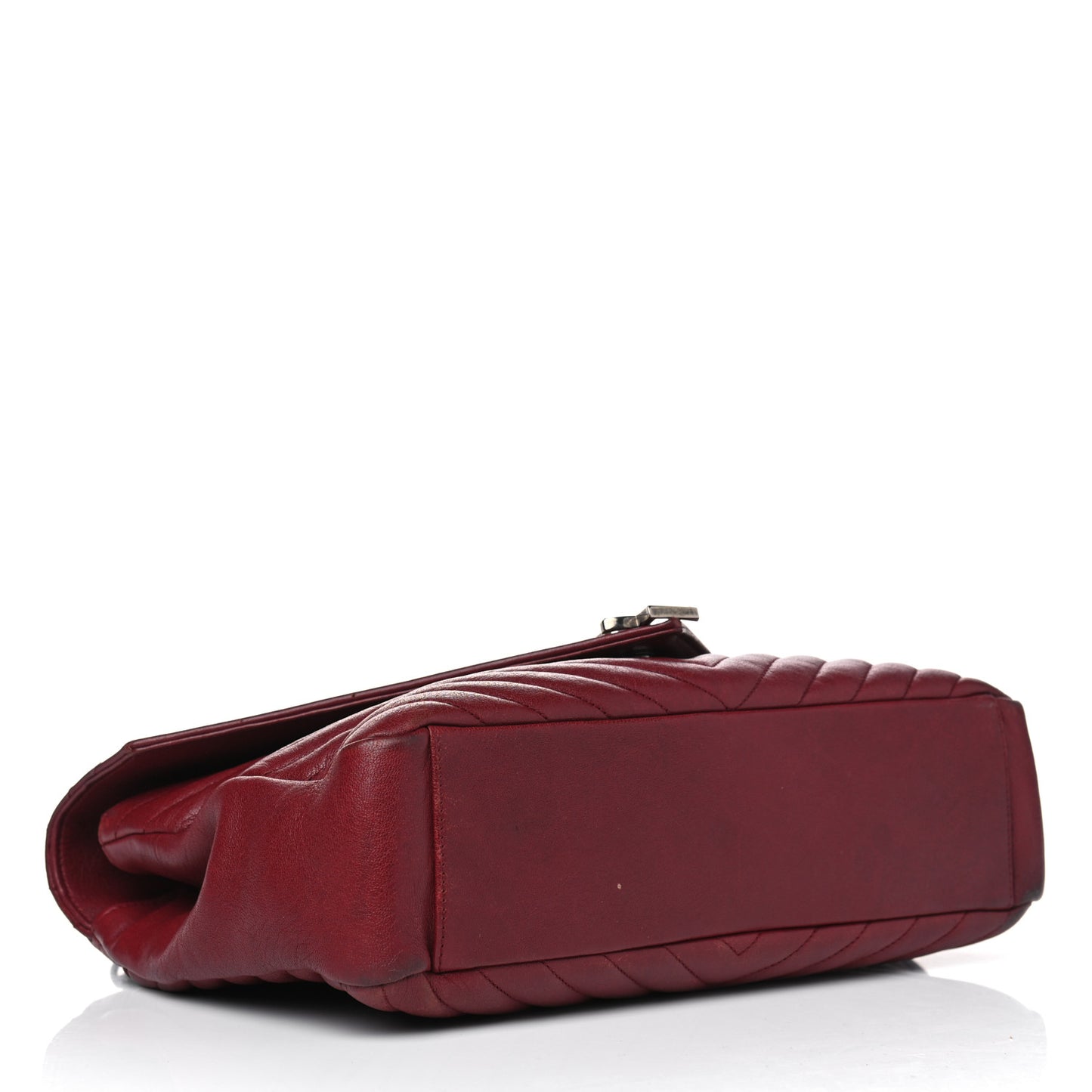 Sheepskin Matelasse Chevron Large College Monogram Satchel Rouge