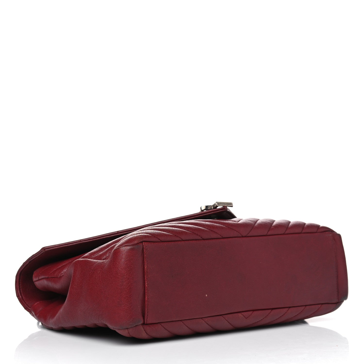 Saint Laurent Sheepskin Matelasse Chevron Large College Monogram Satchel Rouge 3 of 12