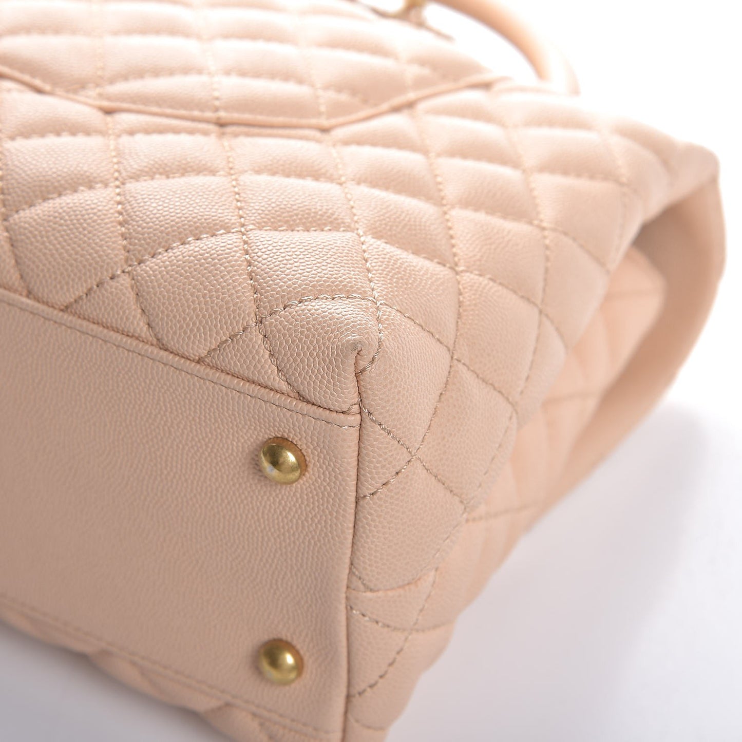 Caviar Quilted Medium Coco Handle Flap Light Beige