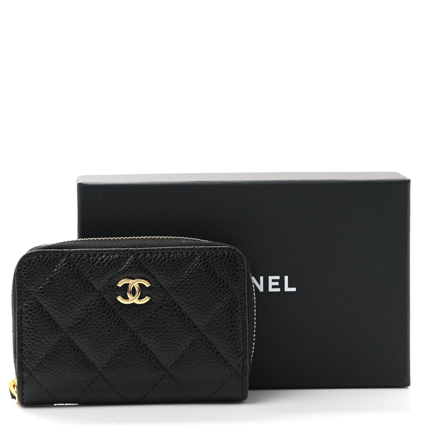 Caviar Quilted Classic Zipped Coin Purse Black