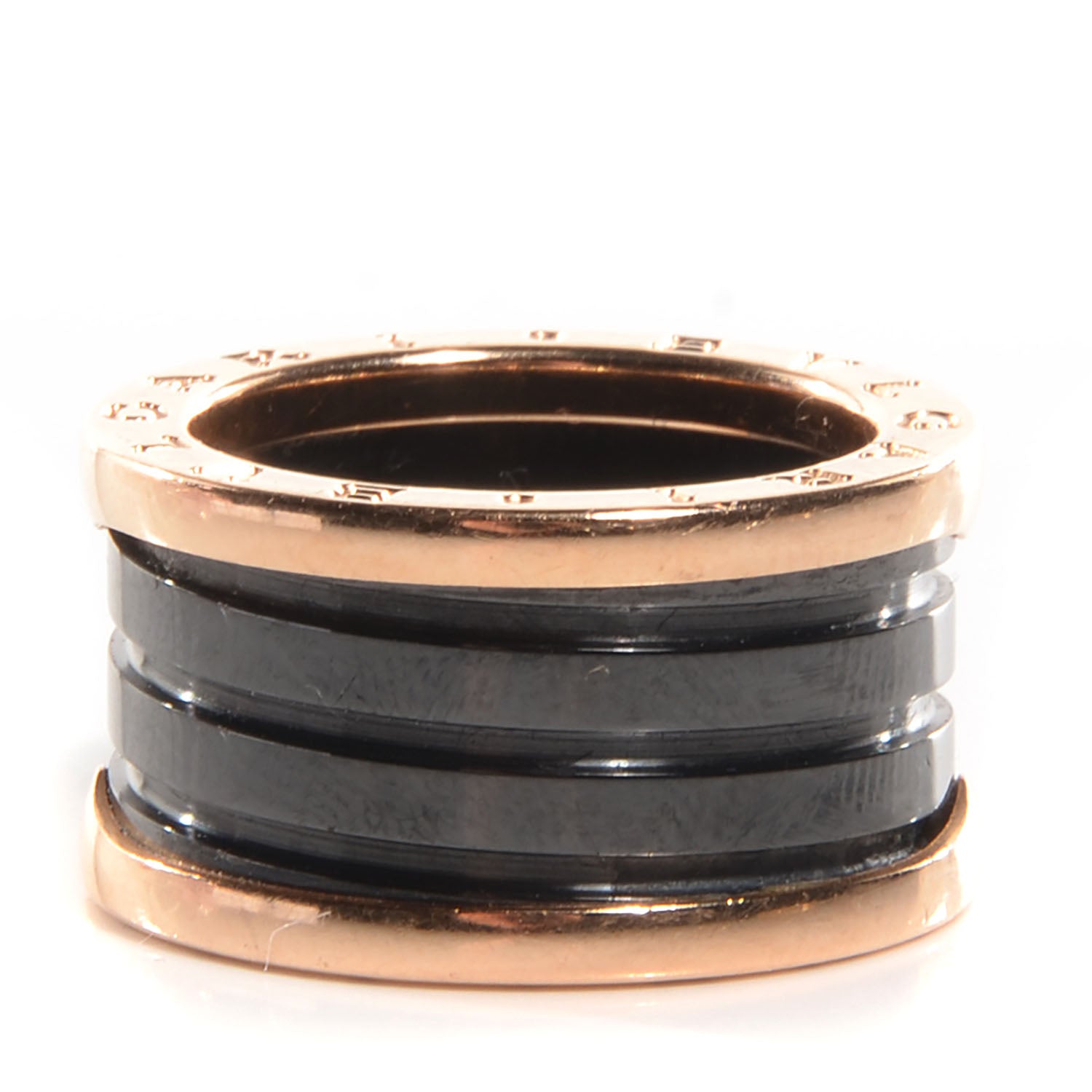 Bulgari BVLGARI 18k Pink Gold Ceramic B.Zero1 4 Band Ring 53 US 6.25 Black 4 of 6