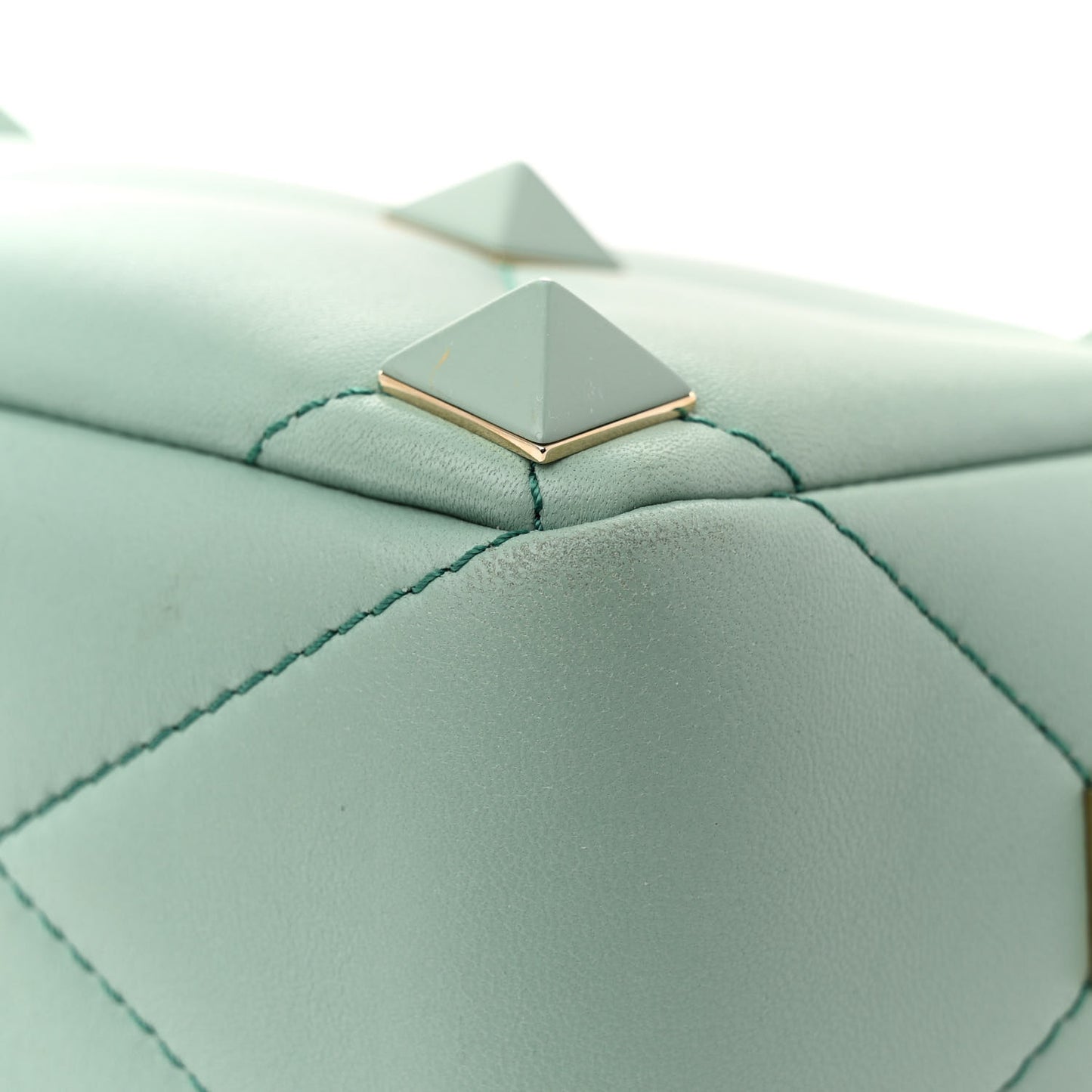 Nappa Enamel Monochrome Medium Roman Stud Shoulder Bag Morning Dew