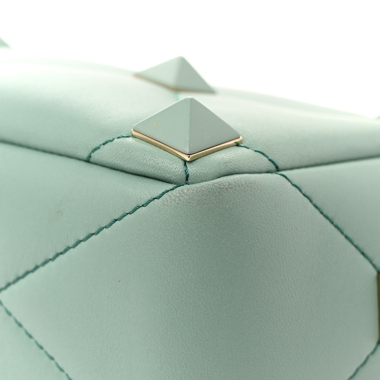 Valentino Garavani Nappa Enamel Monochrome Medium Roman Stud Shoulder Bag Morning Dew 11 of 18