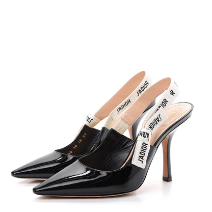 Christian Dior Patent Ribbon J'Adior Slingback 100mm Pumps 39 Black 3 of 11