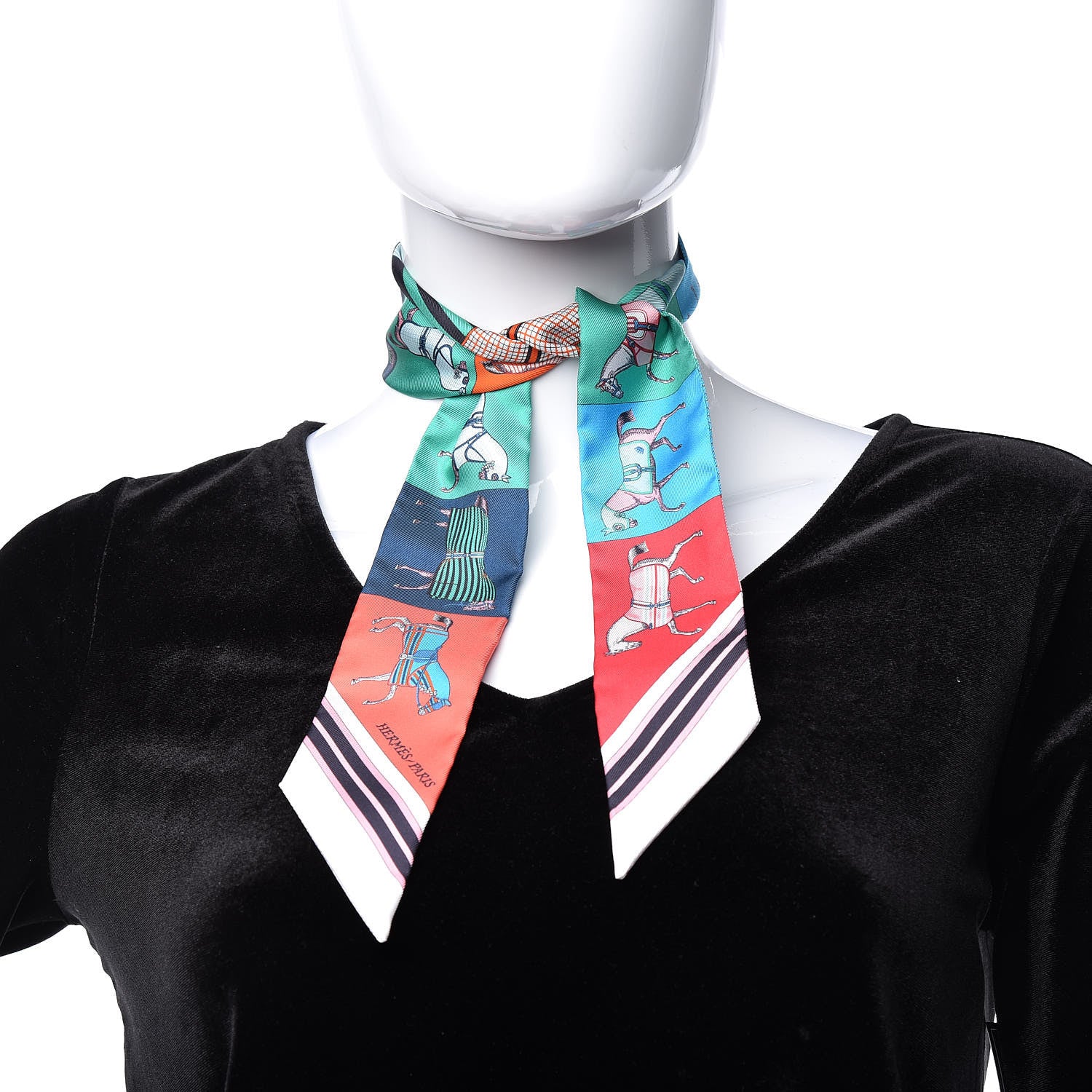 Hermes Silk Couvertures Nouvelles Twilly Blanc Vert Orange 2 of 5