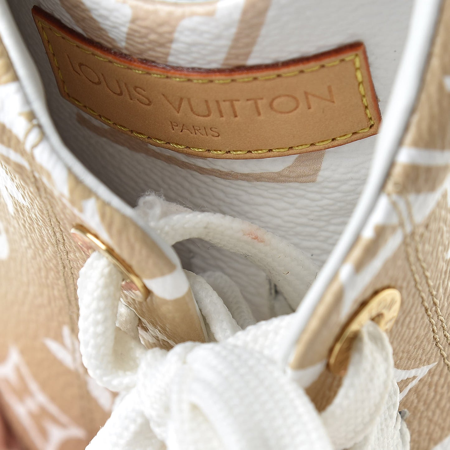 Monogram Giant Time Out Sneakers 37.5 Kaki White Beige