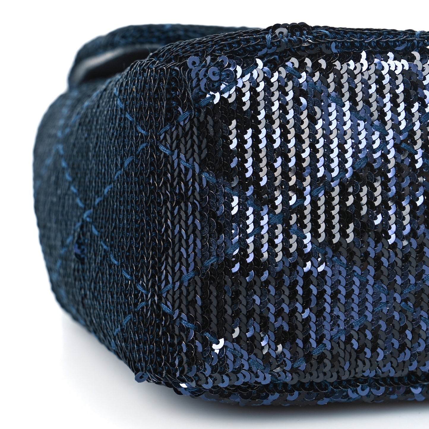 Sequin Quilted Medium Single Flap Blue