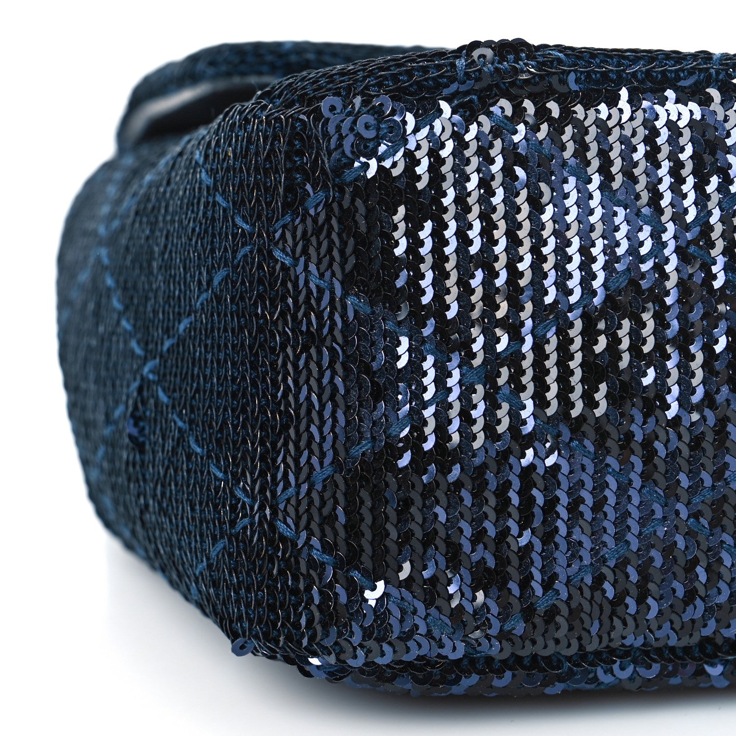 Chanel Sequin Quilted Medium Single Flap Blue 8 of 10