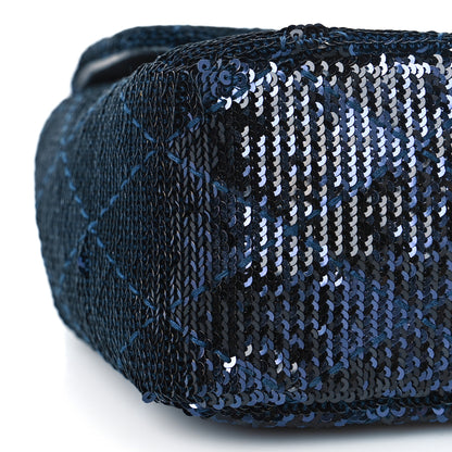 Chanel Sequin Quilted Medium Single Flap Blue 8 of 10
