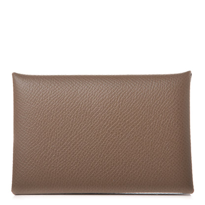 Hermes Epsom Calvi Card Case Etoupe 1 of 8