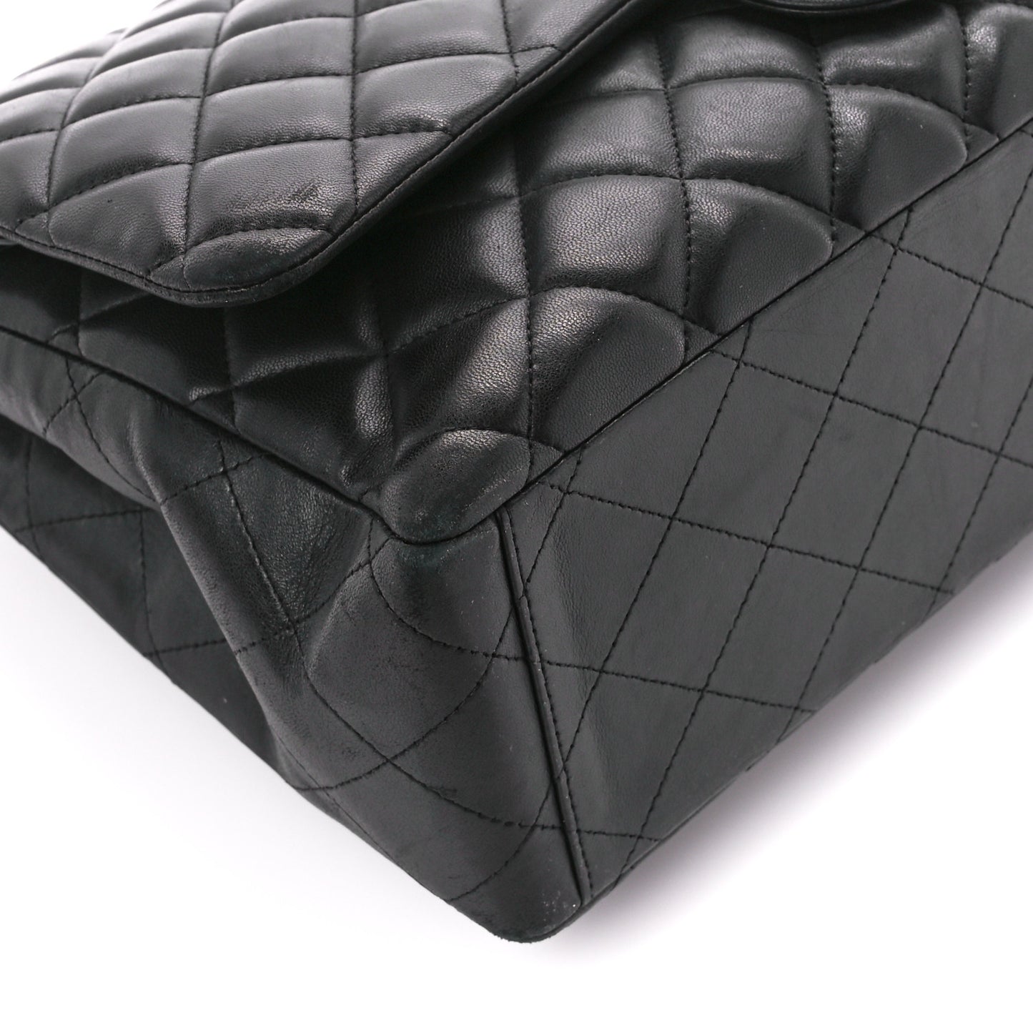 Lambskin Quilted Maxi Double Flap Black