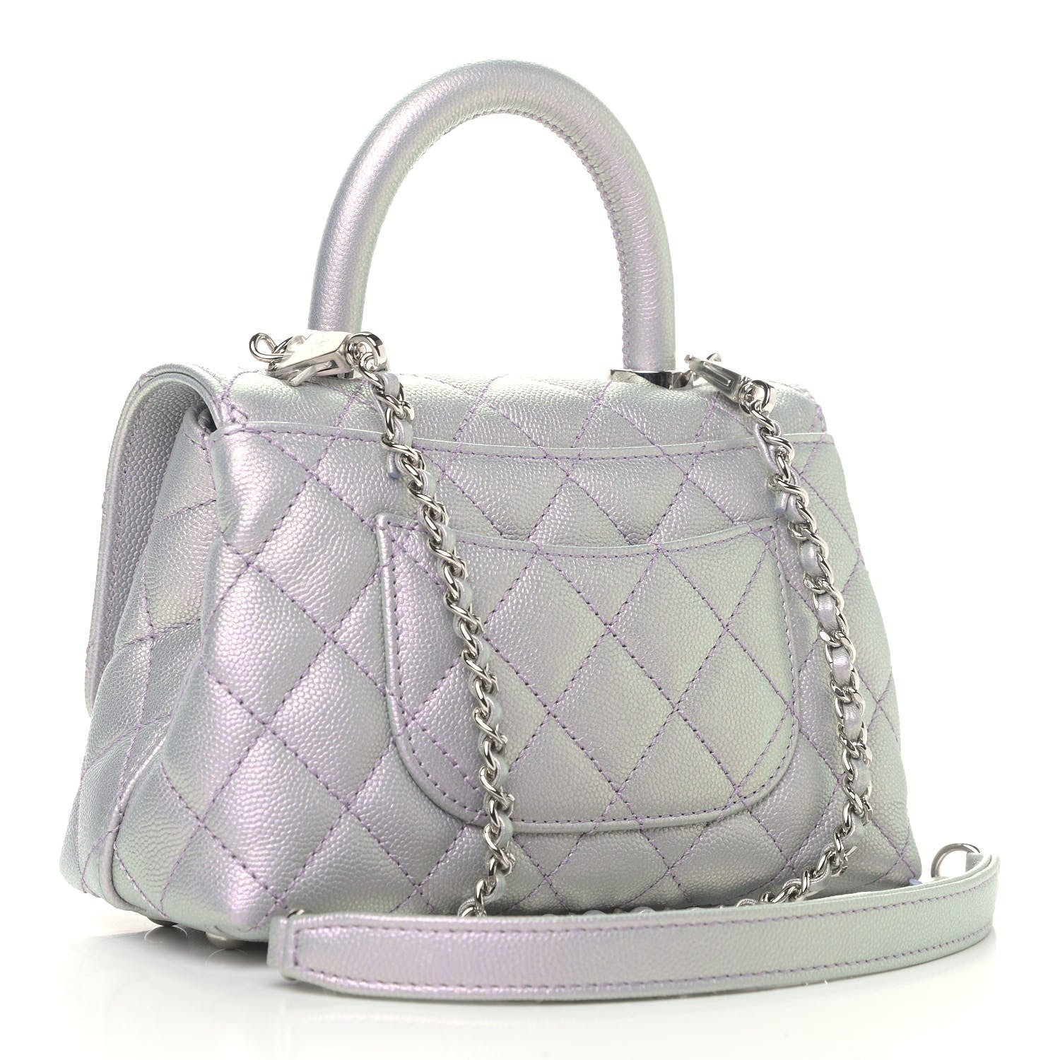 Chanel Iridescent Caviar Quilted Extra Mini Coco Handle Flap Purple 2 of 10