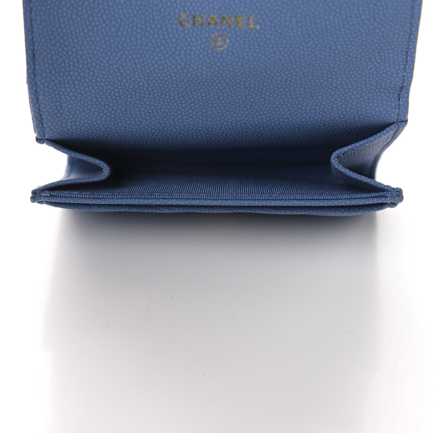 Chanel Caviar Flat Chevron Quilted Flap Card Holder Blue 5 of 9
