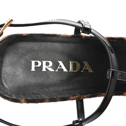Prada Calf Hair Leopard Print Logo Pointed Toe Slingback 40 Miele 8 of 9