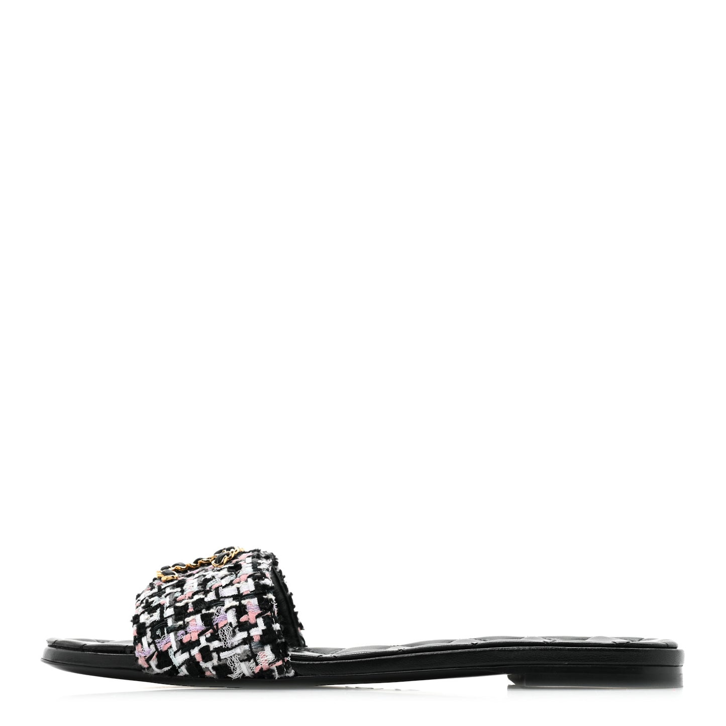 Tweed CC Chain Mule Sandal 39 Multicolor