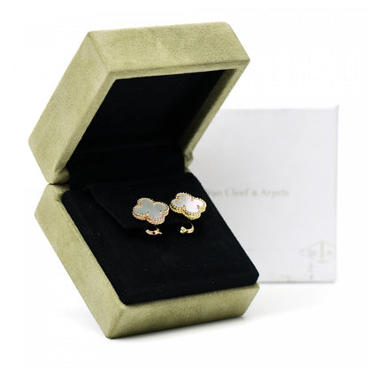 Van Cleef & Arpels 18K Yellow Gold Mother of Pearl Vintage Alhambra Clip-On Earrings 6 of 6