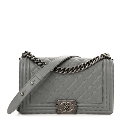 Chanel Lambskin Quilted Medium Boy Flap Grey 1 of 10