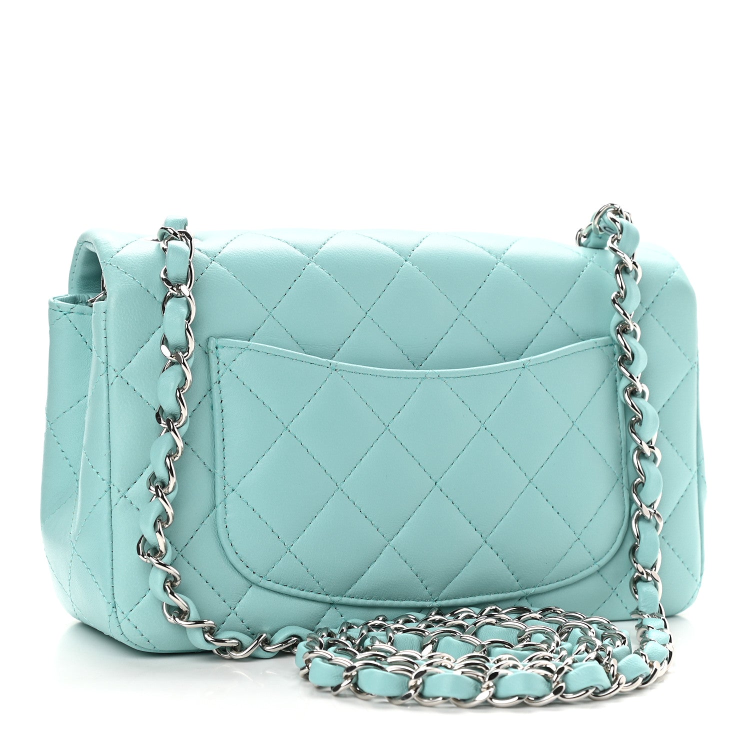 Chanel Lambskin Quilted Mini Rectangular Flap Light Blue 3 of 9