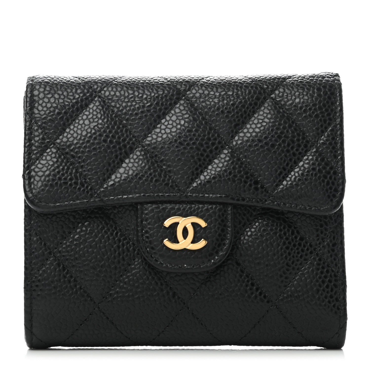 Chanel Caviar Quilted Compact Flap Wallet Black 1 of 9