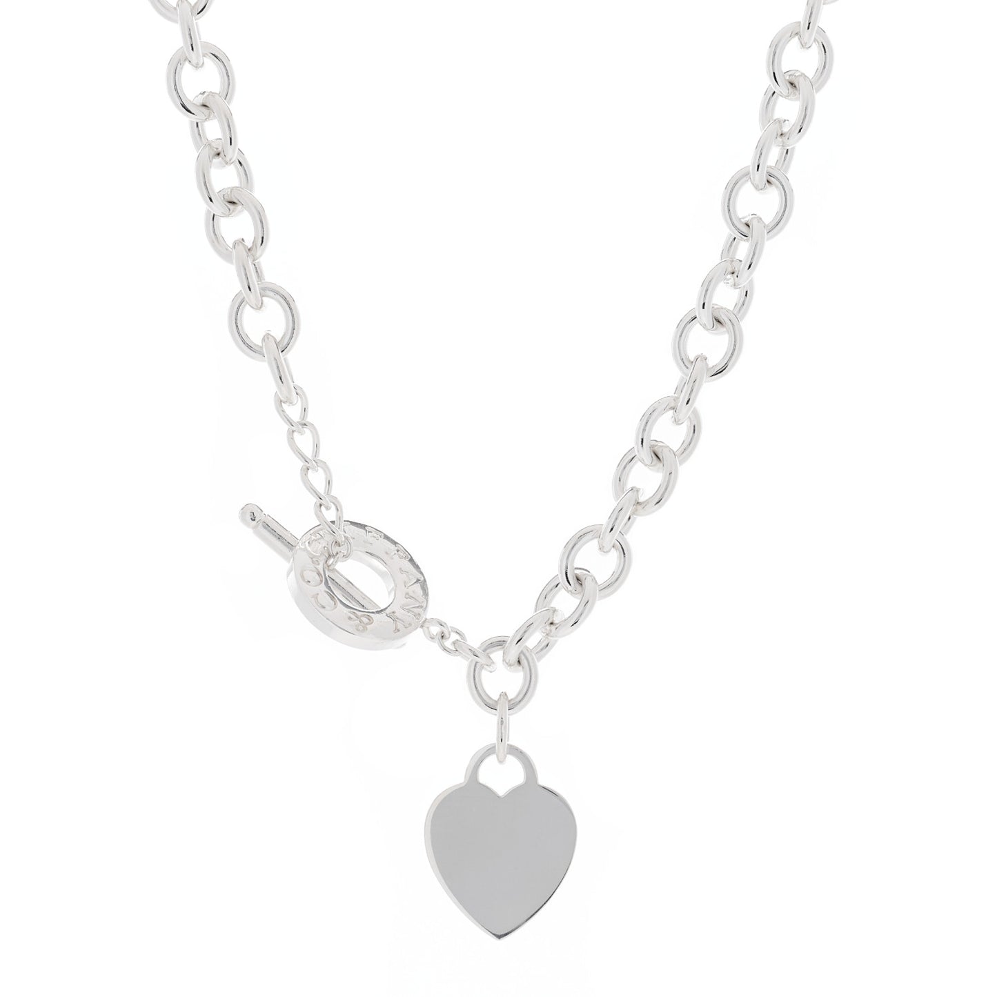 Sterling Silver Heart Tag Toggle Necklace
