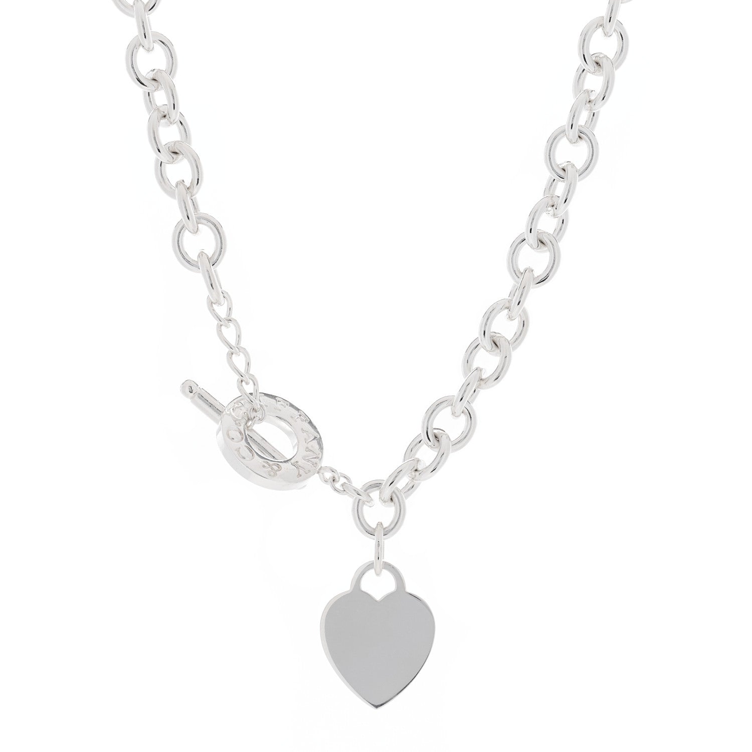 Tiffany Sterling Silver Heart Tag Toggle Necklace 1 of 4